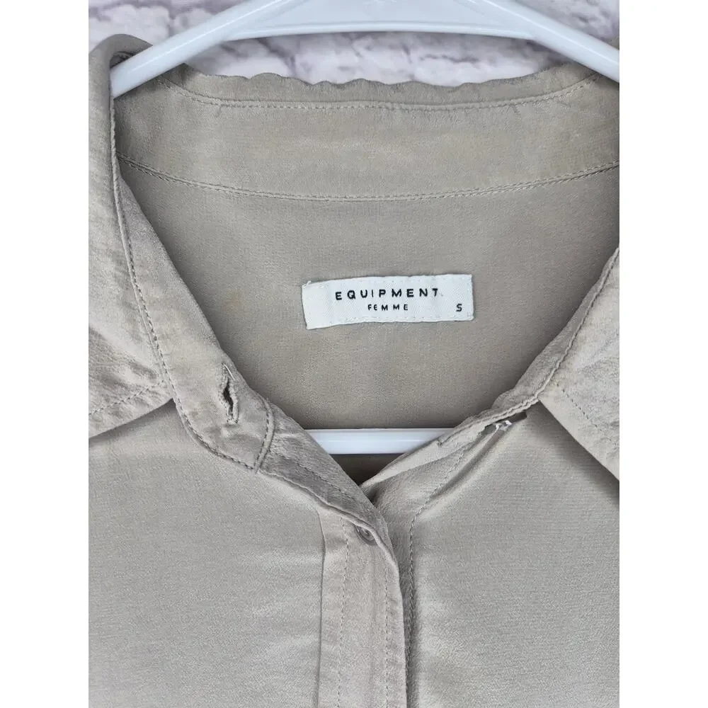 ​Equipment Femme 100% Silk Button Down Shirt Blouse Gray S Quiet Luxury Office - Picture 6 of 8